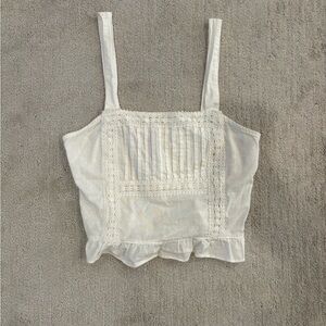 Elegant White Lace Trimmed Women's Top